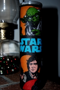 Star Wars Mod Podge candle chracter fabric