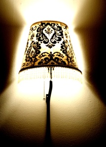 Decorate a boring lampshade with fabric